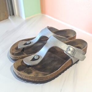 Birkenstock Silver and Brown Sandals